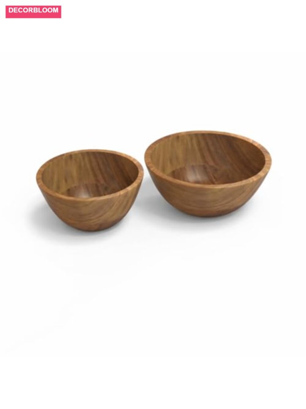 Acacia Wood Bowl Set of 2 Natural Solid Wood Serving Bowls